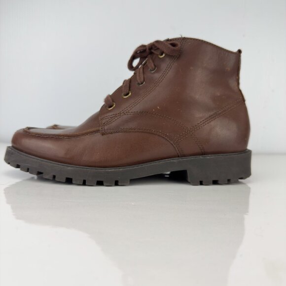 COLORADO Brown Leather Moc-Toe Lug Sole Lace‎ Up Ankle Boots Size 7M - Picture 5 of 10
